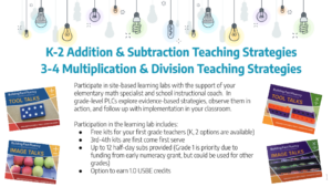 K-2 Addition & Subtraction Teaching Strategies and 3-4 Multiplication & Division Teaching Strategies flyer.