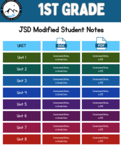 1st grade student notes page link