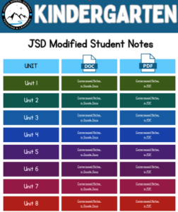 kindergarten student note page links